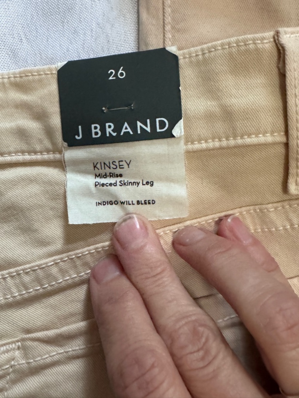 NWT J Brand Kinsey Pieced Skinny Jeans in Cream / Tan Size 26 - Picture 4 of 7